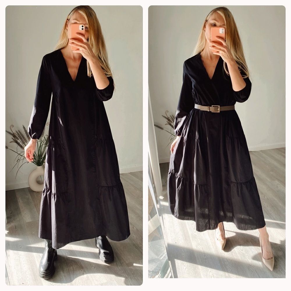 VOLUMINOUS POPLIN DRESS ZARA BLACK - Picture 5 of 6